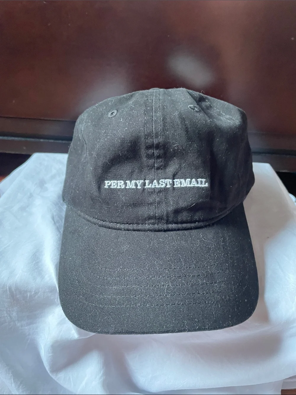 Time and Tru Black Baseball Cap with White Embroidered Text